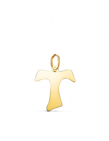 18K COLGANTE ORO AMARILLO CRUZ TAU DE SAN FRANCISCO EN BRILLO. MEDIDA: 17 X 14 5 MM