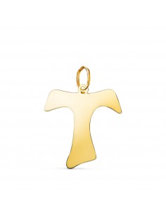18K COLGANTE ORO AMARILLO CRUZ TAU DE SAN FRANCISCO EN BRILLO. MEDIDA: 20 5 X 18 5 MM