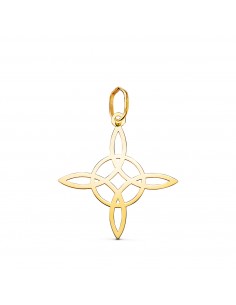 18K COLGANTE ORO AMARILLO NUDO DE BRUJA EN BRILLO: MEDIDA: 22 X 20 MM