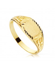 18K SELLO ORO AMARILLO MACIZO CADETE TALLADO.