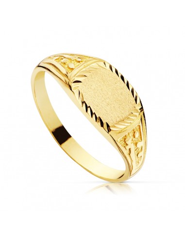18K SELLO ORO AMARILLO MACIZO CADETE TALLADO.