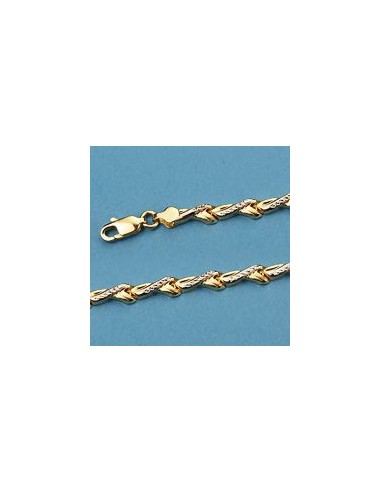 18K PULSERA BICOLOR ESTAMPACION. 5.35 GRS.@