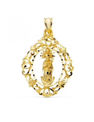 18K MEDALLA ORO AMARILLO VIRGEN DE LA ALMUDENA CERCO 37X27 MM