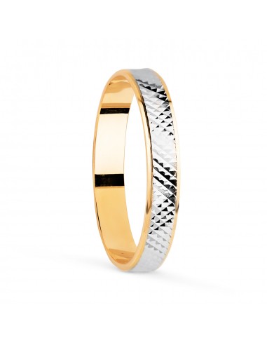 18K ALIANZA ORO BICOLOR TALLADA Y BORDES EN BRILLO 3 MM