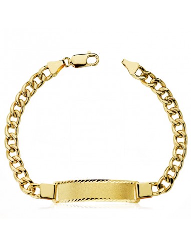 18K ESCLAVA ORO AMARILLO BARBADA HUECA 21.5 CM ANCHO ESLABON 6 MM