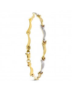 18K PULSERA ORO BICOLOR ESTAMPACION MATE Y BRILLO