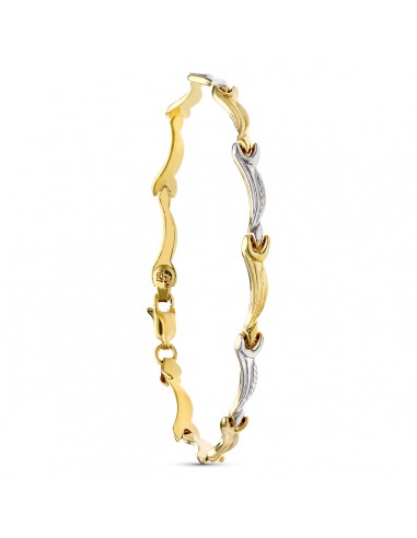 18K PULSERA ORO BICOLOR ESTAMPACION MATE Y BRILLO