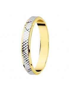 18K ALIANZA ORO BICOLOR TALLADA Y BORDES EN BRILLO. 3 MM.