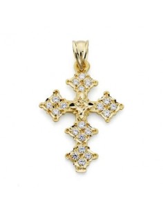 18K CRUZ ORO AMARILLO CANJAYAR CIRCONITA 31X22 MM