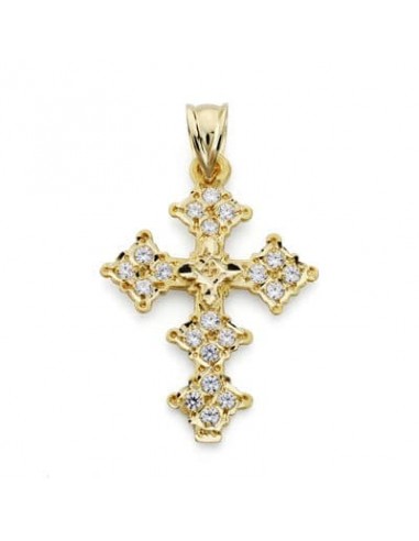 18K CRUZ ORO AMARILLO CANJAYAR CIRCONITA 31X22 MM