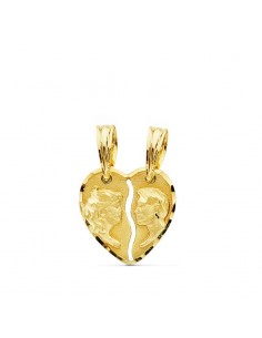 18K COLGANTE ORO AMARILLO CORAZON PAREJA 13X13 MM C. AMOR
