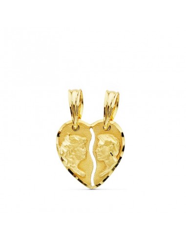 18K COLGANTE ORO AMARILLO CORAZON PAREJA 13X13 MM C. AMOR