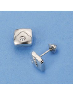 18K PENDIENTES ORO BLANCO CUADRADOS. 7 X 7 MM.