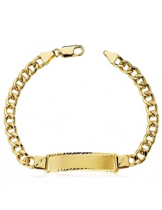 18K ESCLAVA ORO AMARILLO BARBADA HUECA 21,5 CM ANCHO ESLABON 6MM