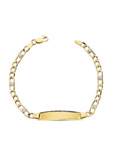 18K PULSERA ESCLAVA ORO AMARILLO HUECA CIRCONITA 18.5 CM