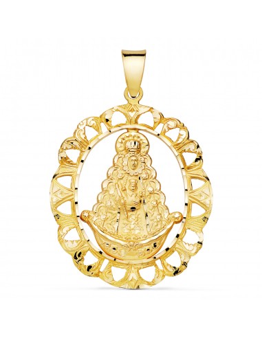 18K MEDALLA ORO AMARILLO VIRGEN ROCIO CERCO 39 X 37 MM
