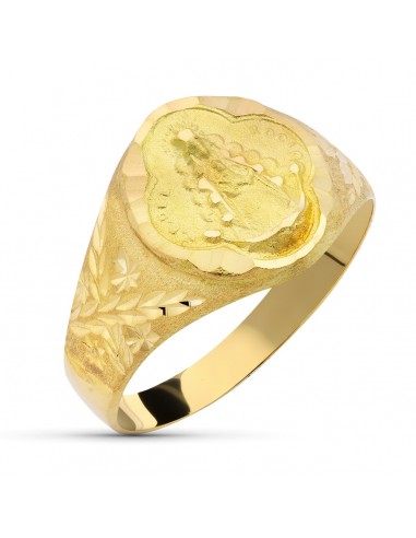 18K SELLO ORO AMARILLO VIRGEN DEL ROCIO PANDERETA. ANCHO 13MM