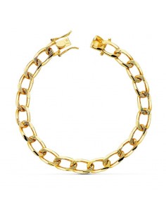 18K PULSERA ORO AMARILLO BARBADA MACIZA 8 MM 22CM
