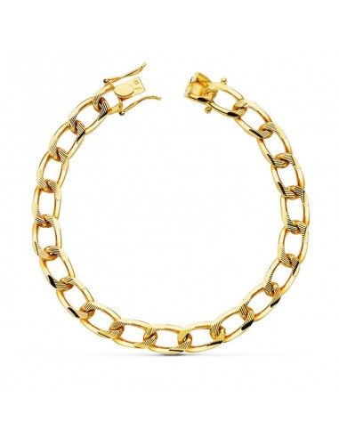 18K PULSERA ORO AMARILLO BARBADA MACIZA 8 MM 22CM