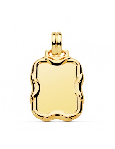 18K PLACA CHAPA RECTANGULAR ORO AMARILLO BRILLO 26X21  MM