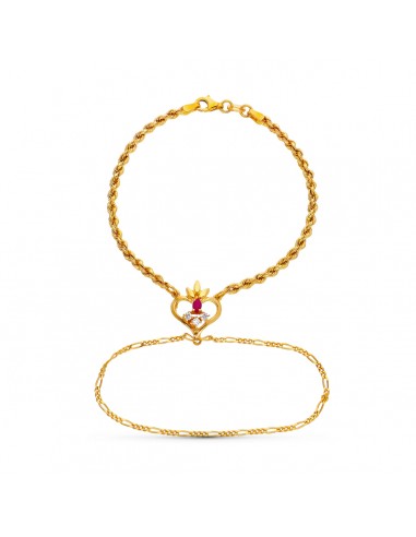 18K PULSERA ORO AMARILLO INDIA RUBI CORAZON