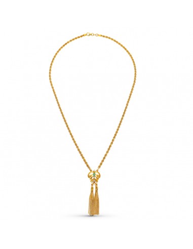 18K GARGANTILLA ORO AMARILLO ESMERALDA CORDON 50CM