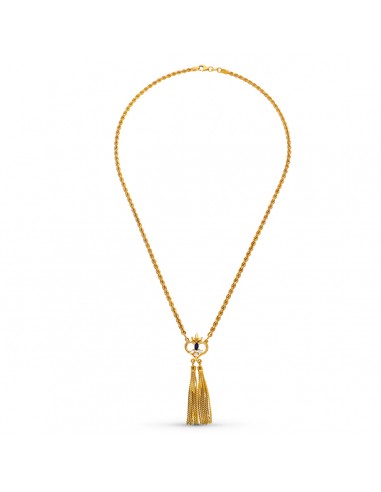 18K GARGANTILLA ORO AMARILLO ESMERALDA CORDON 50CM