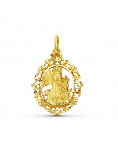 18K MEDALLA ORO AMARILLO VIRGEN DE LA SALUD CERCO 29X22 MM