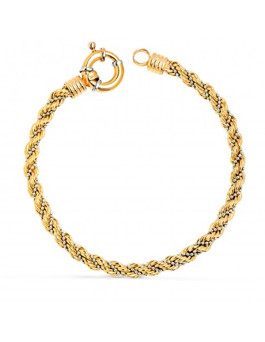 18K PULSERA ORO BICOLOR CORDON SALOMONICO CON BOLITAS. ANCHO 5 MM LARGO 21 CM. CIERRE TIMON