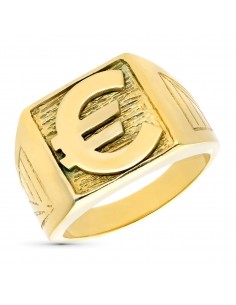 18K SELLO ORO AMARILLO CABALLERO MACIZO EURO CUADRADO 15X15 MM