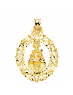 18K MEDALLA ORO AMARILLO VIRGEN DE COVADONGA TALLADA 39X30 MM
