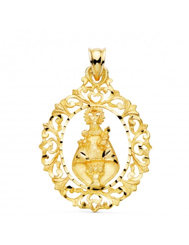 18K MEDALLA ORO AMARILLO VIRGEN DE COVADONGA TALLADA 39X30 MM
