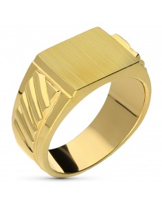 18K SELLO ORO AMARILLO CABALLERO MACIZO GALLONES RECTANGULAR. ZONA GRABADO: 12X10 MM