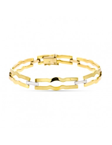 18K PULSERA ORO BICOLOR MATE Y BRILLO