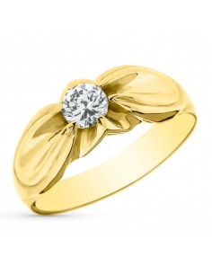 18K SOLITARIO ORO AMARILLO MACIZO CON CIRCONITA DE 5 MM