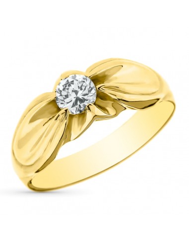 18K SOLITARIO ORO AMARILLO MACIZO CON CIRCONITA DE 5 MM