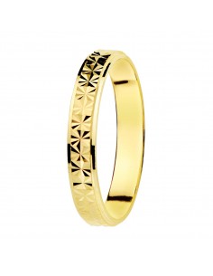 18K ALIANZA ORO AMARILLO DIAMANTADA. ANCHO: 3 MM