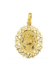 18K MEDALLA ORO AMARILLO VIRGEN DEL PILAR CERCO 29X21 MM