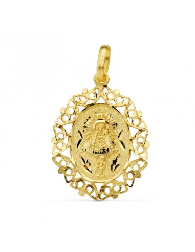 18K MEDALLA ORO AMARILLO VIRGEN DEL PILAR CERCO 29X21 MM