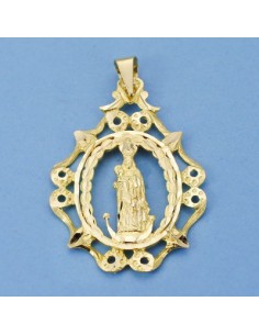 18K MEDALLA VIRGEN DE ZOCUECA CERCO 36 X 26 MM