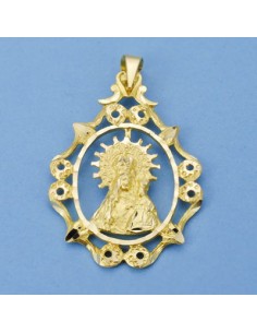 18K MEDALLA VIRGEN DE LINAREJOS CERCO 38 X 27 MM