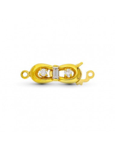 18K FORNITURA CIERRE BROCHE DE GARGANTILLA ORO AMARILLO CIRCONITA 16X7 MM