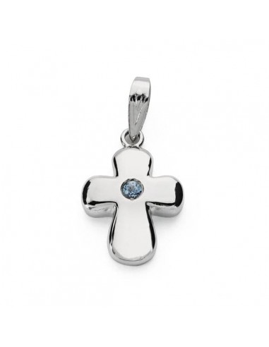 18K CRUZ ORO BLANCO CIRCONITA 21X14 MM