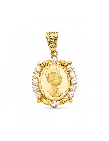 18K MEDALLA ORO AMARILLO COMUNION CIRCONITA 19X15 MM