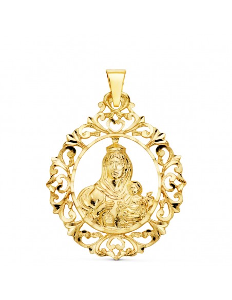 18K MEDALLA VIRGEN DEL CARMEN ORLA FILIGRANA 37 X 30 MM.