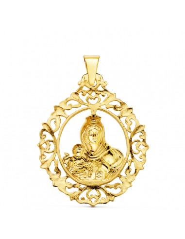 18K MEDALLA VIRGEN DEL CARMEN ORLA FILIGRANA 37 X 30 MM. 18K MEDALLA VIRGEN DEL CARMEN ORLA FILIGRANA 37 X 30 MM.