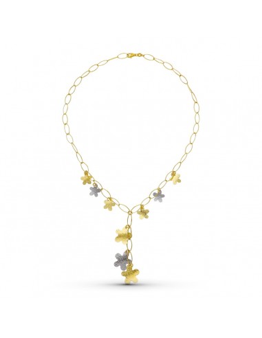 18K GARGANTILLA ORO BICOLOR FLORES