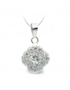 18K COLGANTE ORO BLANCO FLOR CIRCONITAS. 17 X 13 MM.