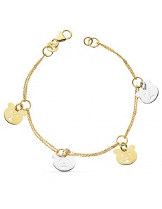 18K PULSERA BICOLOR OSO S 19.5 CM