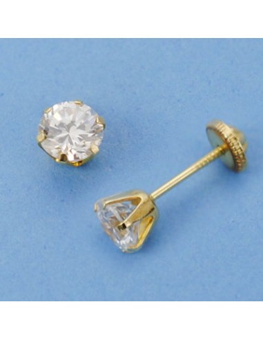 18K PENDIENTES ORO AMARILLO CIRCONITAS GARRAS. 5 X 5 MM.